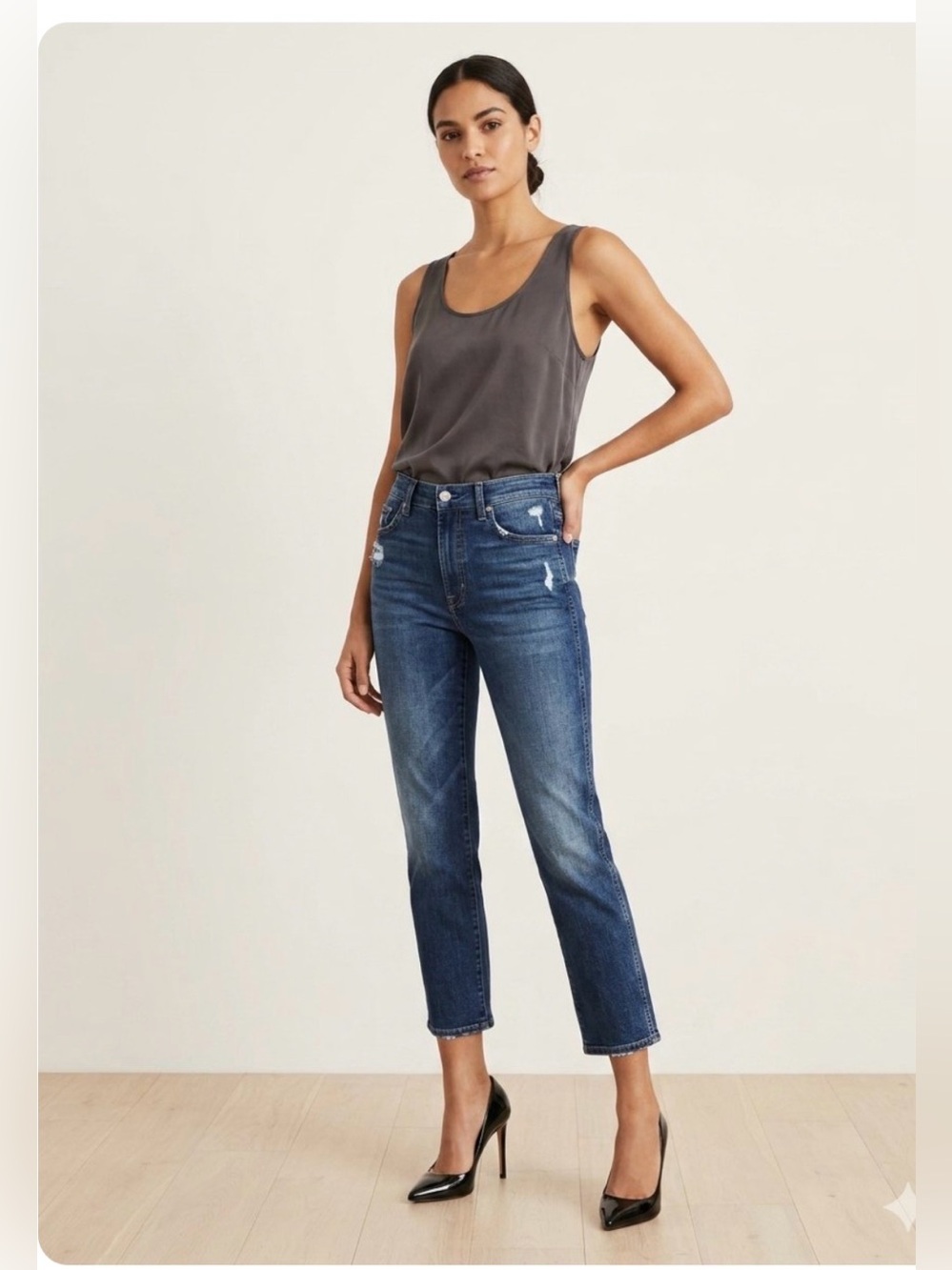 7 for all Mankind Cropped high Waist Vintage Straight Jeans